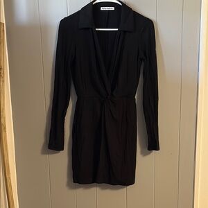 Reformation Twist Front Black Mini Dress